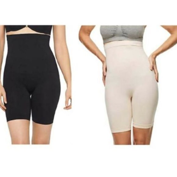 New!! Yummie Women's 2 Pack Black Nude High Waist Shaping Short NEW! - Picture 1 of 5